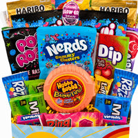 CandyCakeExplosion Get Well Bouquet featuring assorted gummies, Nerds Gummy Clusters, Hubba Bubba, and tangy fruit candies.